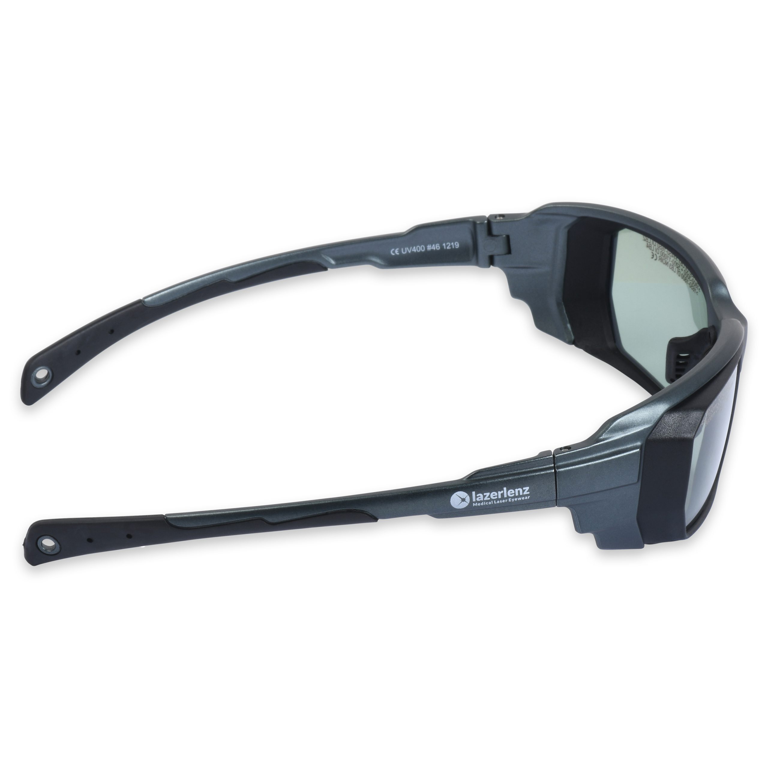 laser protection eyewear for 1470 nm wavelength side angle with extended temple arms