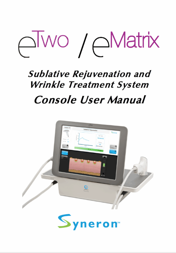 Syneron eTwo / eMatrix, Sublative Handpiece & Sublime Handpiece User Operator Manuals - PDF Adobe Acrobat Digital Download for Clinics, Spas & Aesthetic Professionals - Image 2