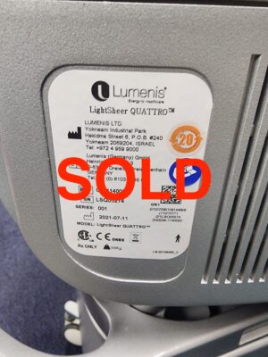 2021 Lumenis Lightsheer Quattro with 4 Handpieces - HS 805 nm and HS 1060 nm with 22 x 35 mm Spot Sizes, XC  805 12x12mm, ET 1060 9x9mm Spot Sizes, Low Pulses (vw/mla)x