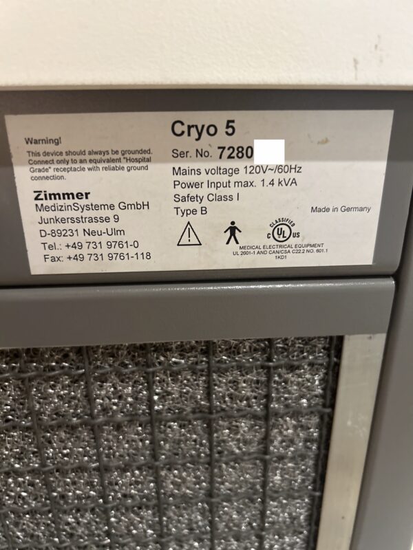 2007 Zimmer Cryo 5 Air Skin Chiller - Free Shipping & Warranty (km/zed) - Image 6