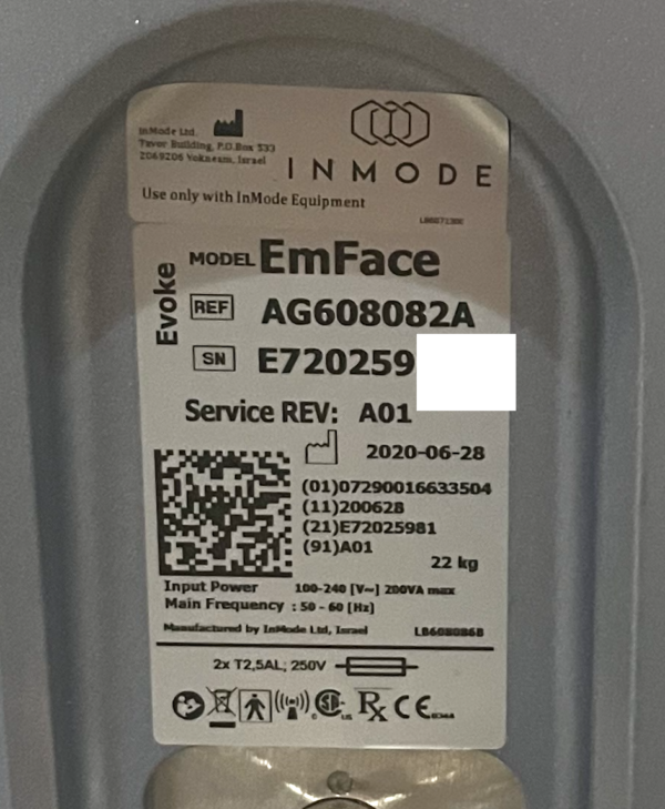 2020 InMode Evoke Emface - HANDS FREE - Radio Frequency Cheek & Chin Remodeling - NO CONSUMABLES NEEDED - INCLUDES INMODE SERVICE SUPPORT (km/tot-ve) - Image 17