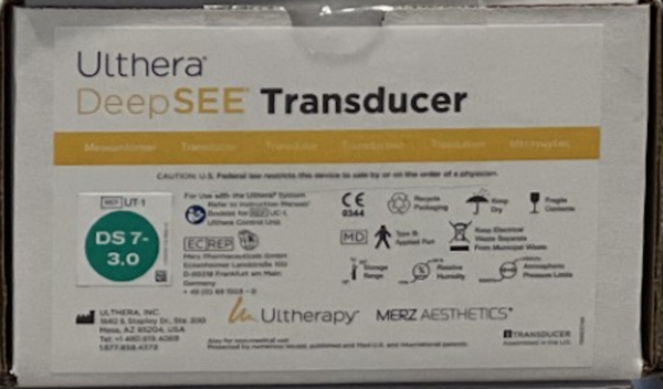 Ulthera Transducer DS 7-3.0 Deep See Green - In-Box & Sealed, Expired 07/30/2024 - 2400/2400 Full Lines (km/con)