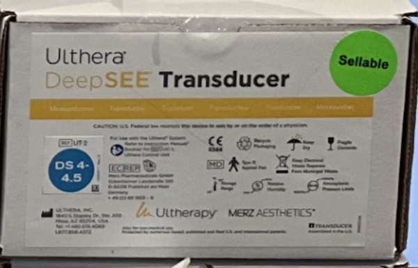 Ulthera Transducer DS 4-4.5 DeepSee Blue - In-Box & Sealed, Expired 07/30/2024 – 2400/2400 Full Lines (km/con)