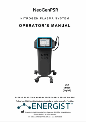 Energist NeoGenPSR User Operator Manual – PDF Adobe Acrobat Digital Download for Clinics, Spas & Aesthetic Professionals