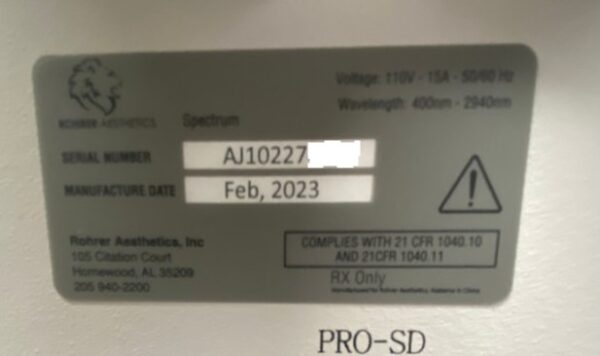 2023 Rohrer Aesthetics Spectrum Multi-Platform System with 5 Handpieces - IPL, 2940 nm Erbium Yag, and Q-Switched 532 / 1064 nm, Long Pulse Nd Yag & Diode - 90 Day Warranty & Shipping Included (jp/jg91-01) - Image 26