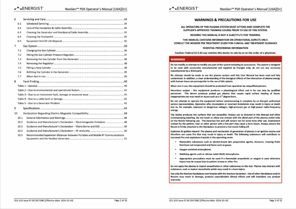 Energist NeoGenPSR User Operator Manual – PDF Adobe Acrobat Digital Download for Clinics, Spas & Aesthetic Professionals - Image 4