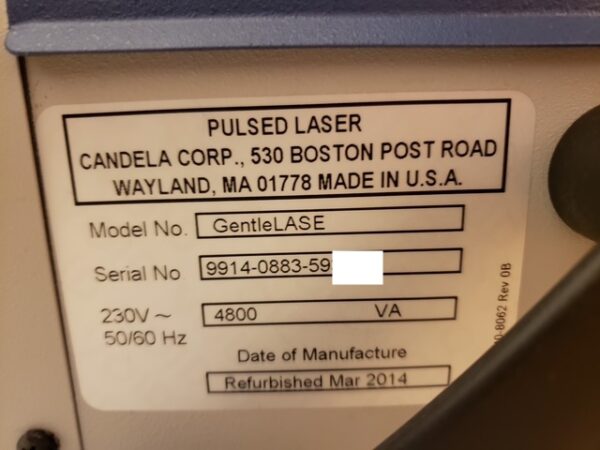 2014 Candela Gentlelase Mini MGL - 755nm Alexandrite for Hair Removal, Pigment, Vascular, Wrinkles- LOW PULSE COUNT - Free Shipping & 90 Day Warranty (km/hua) - Image 11