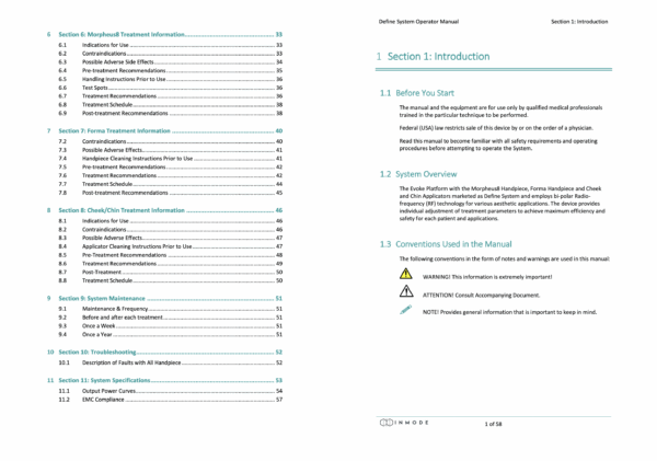Inmode Define User Operator Manual – PDF Adobe Acrobat Digital Download for Clinics, Spas & Aesthetic Professionals - Image 3