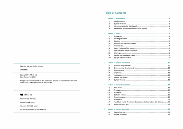 Inmode Define User Operator Manual – PDF Adobe Acrobat Digital Download for Clinics, Spas & Aesthetic Professionals - Image 2