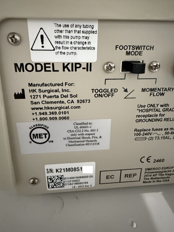 2021 HK Surgical Klein KIP-II Infiltration Pump - Controlled Delivery of Tumescent Local Anesthesia - Includes Warranty & Free Shipping (km/rey-ve) - Image 7