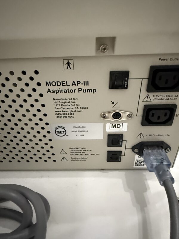 2021 HK Surgical AP-III Aspirator - Medical Suction Pump - Includes Warranty & Free Shipping (km/rey-ve) - Image 4