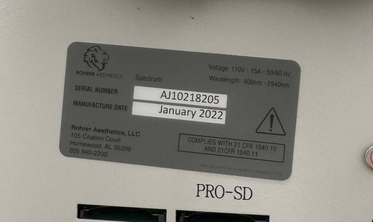 2022 Rohrer Spectrum Multi-Platform System Very Low Pulses with 5 Handpieces - IPL, 2940 nm Erbium Yag, and Q-Switched 532 / 1064 nm, Long Pulse Nd Yag & Diode - 90 Day Warranty & Shipping Included (vw) - Image 2