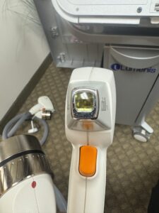 Medical-grade hair removal machine handpiece with cooling tip