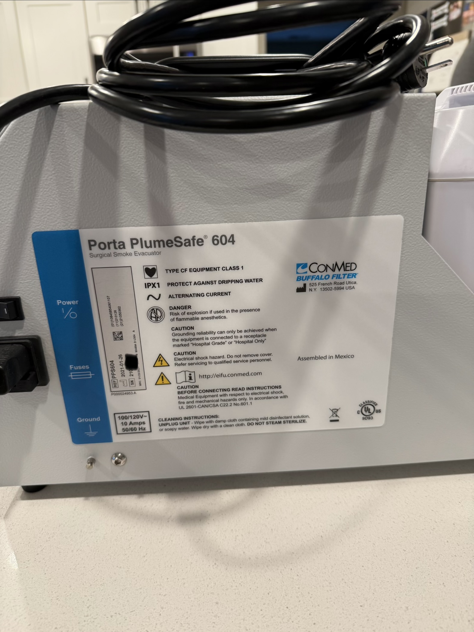 Alma Opus Plasma handpiece manufacturer label