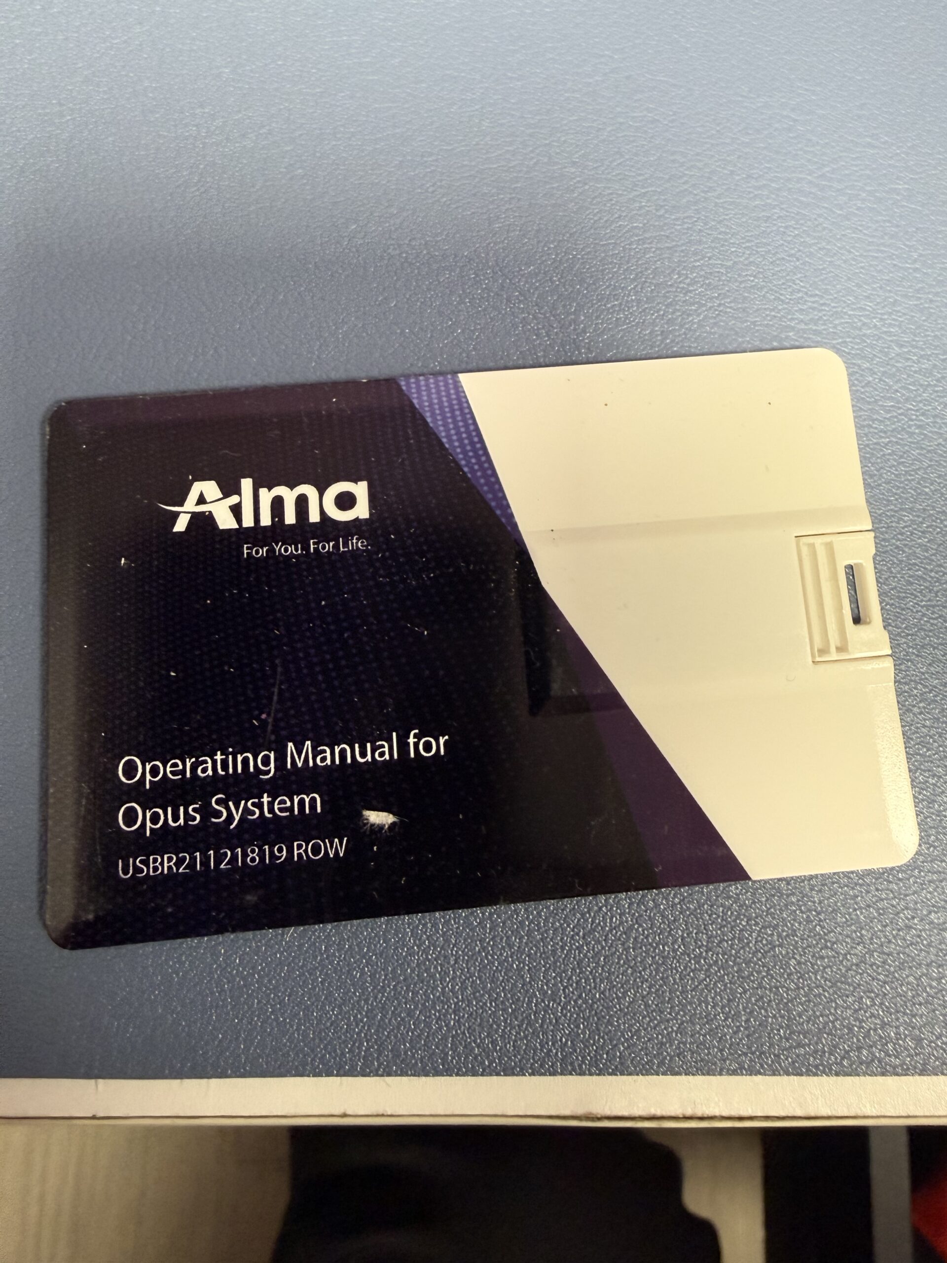 Operating manual card for the 2021 Alma Opus RF machine