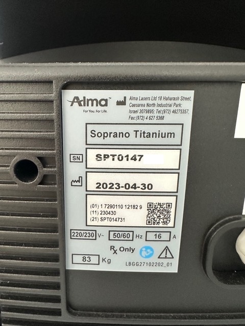 2023 Alma Soprano Titanium laser serial number