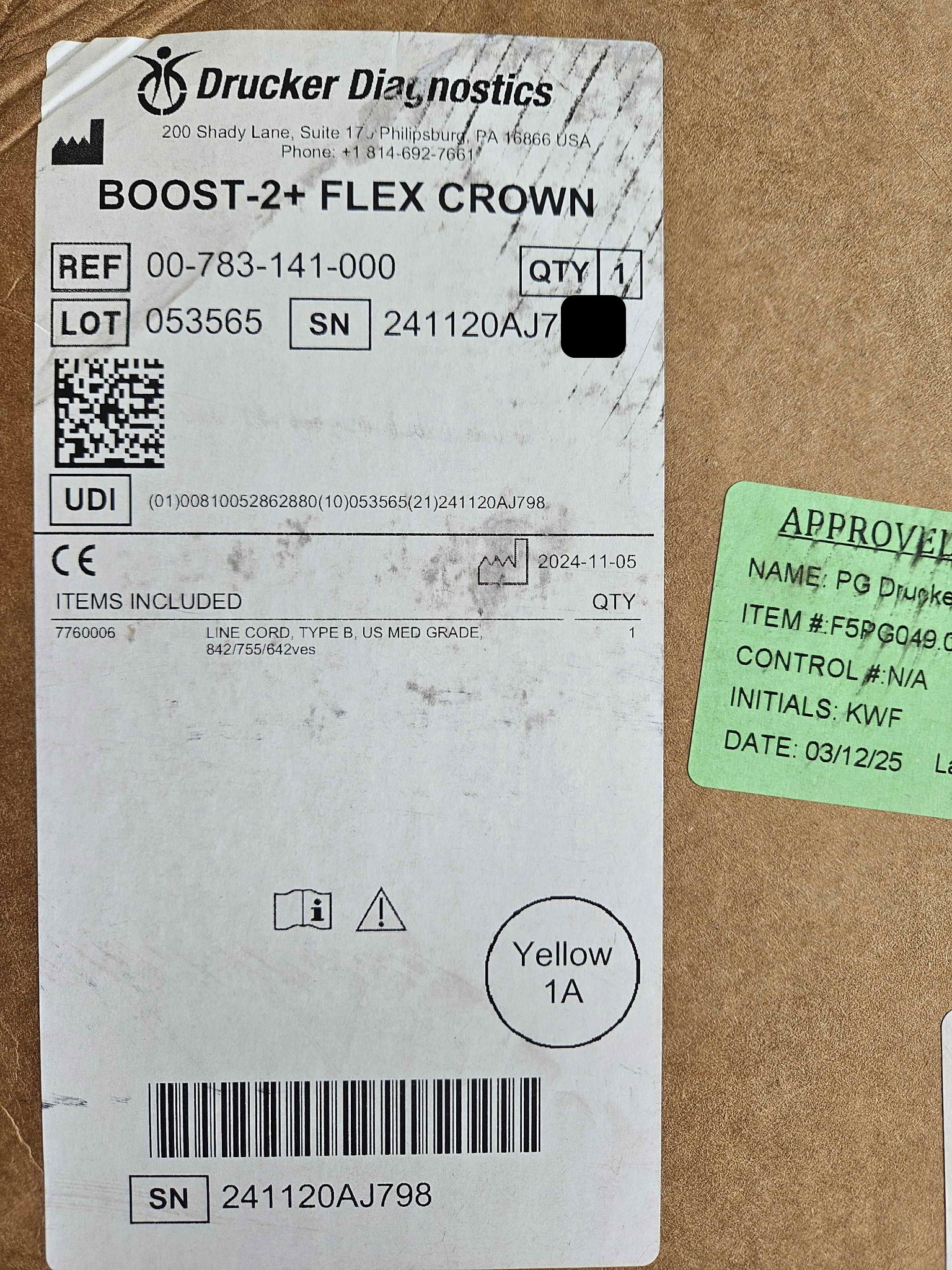 BOOST 2+ Flex Crown serial label
