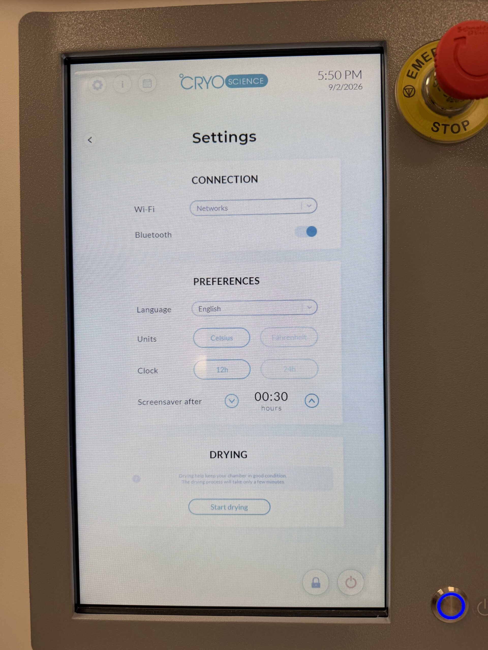 Cryo Arctic Performance settings on screen